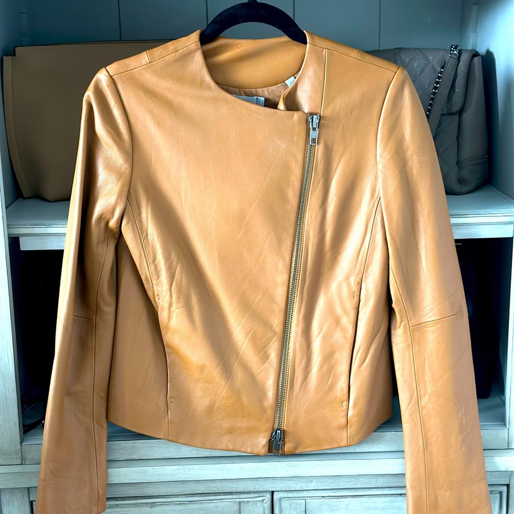 Vince Xs Lamb Leather Tan Jacket